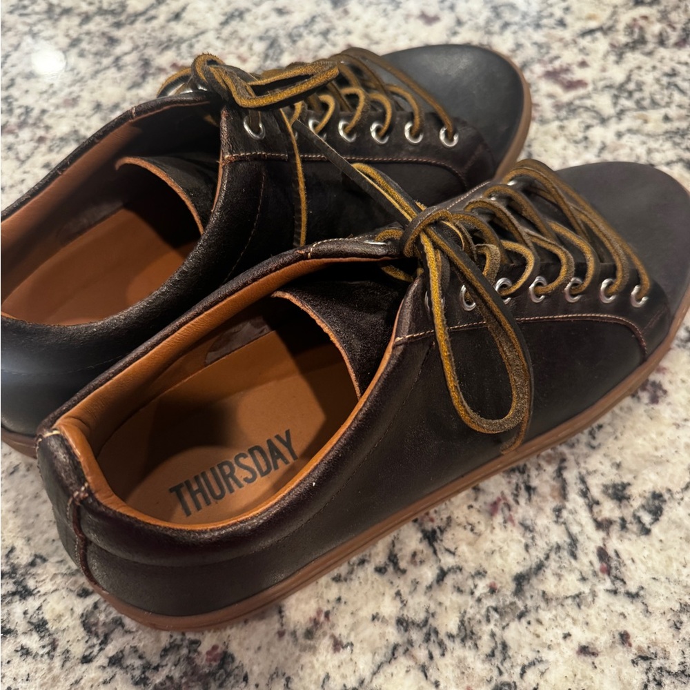 Thursday Brand Men's Brown Leather Casual Sneakers